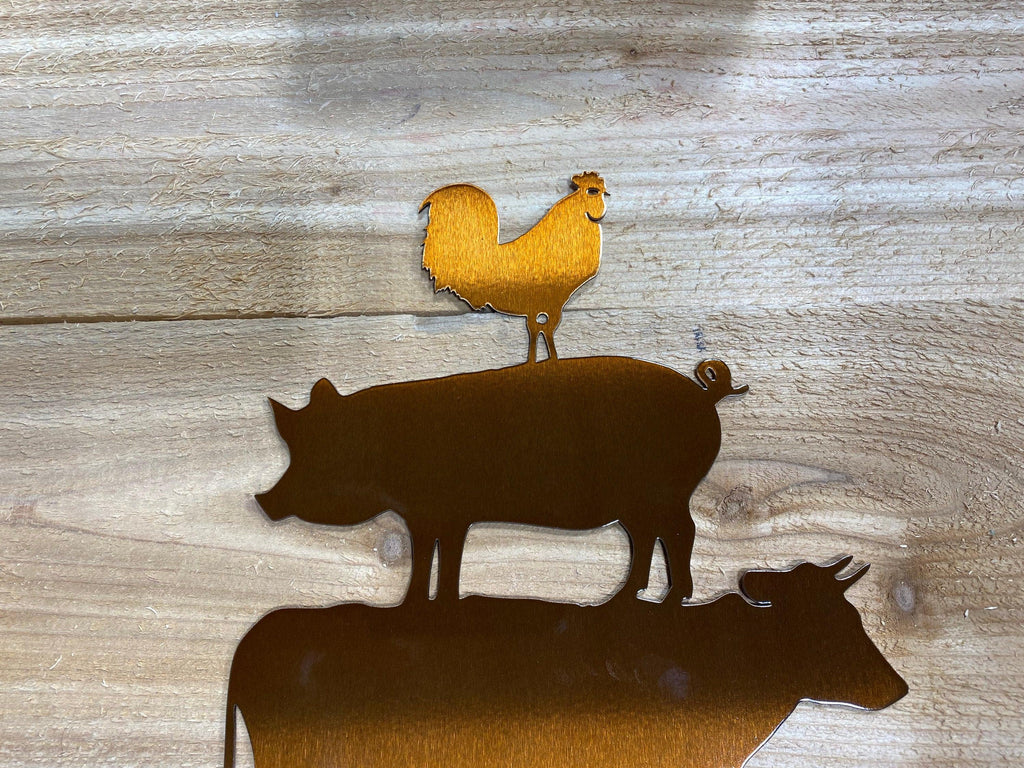 Farmhouse Animal Metal Wall Art – Rustic Chicken, Pig & Cow Decor - RMMDecor