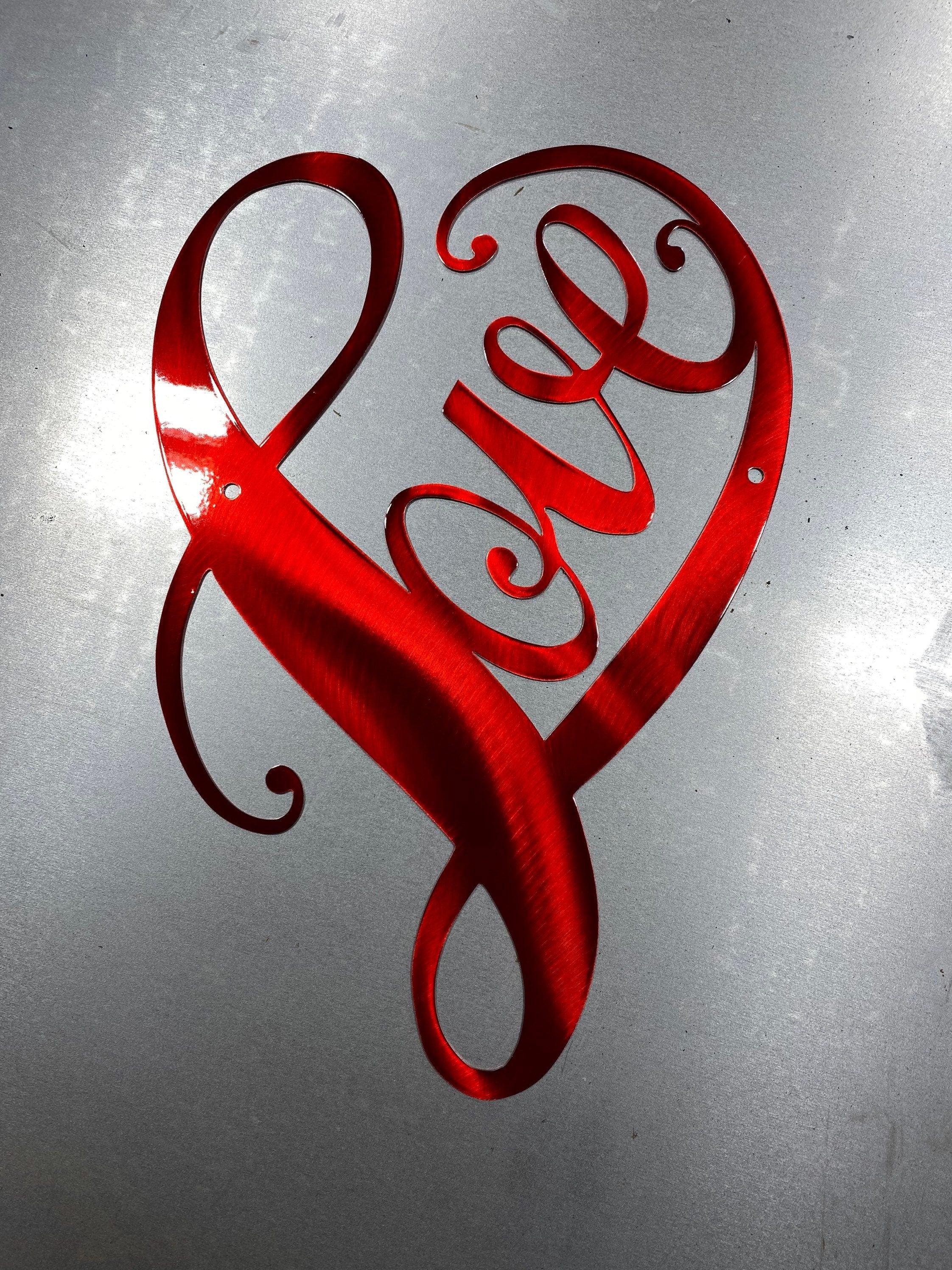 "Love" in Heart Metal Wall Art – Gift for Anniversary & Mother’s Day - RMMDecor