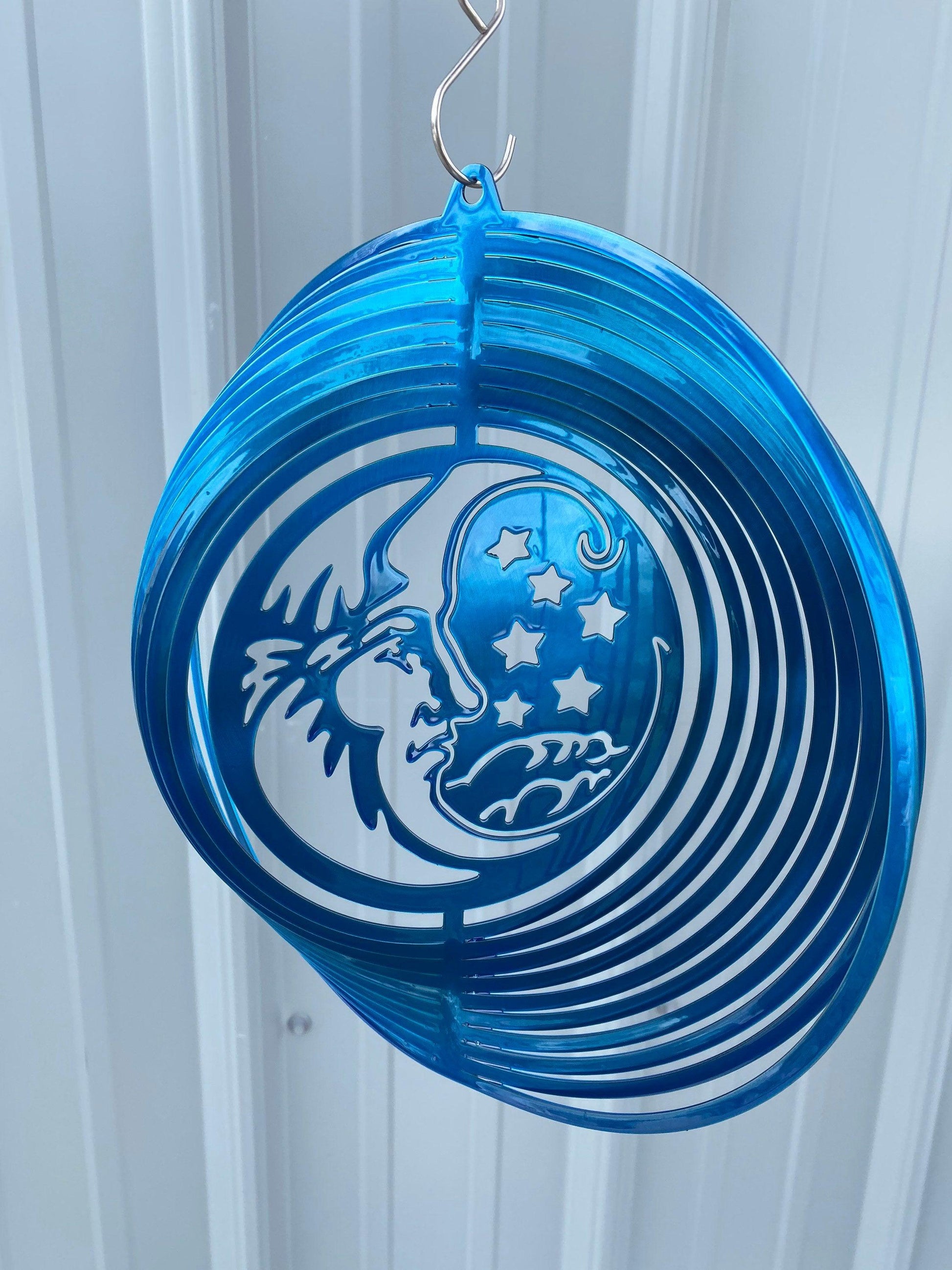Moon & Stars Wind Spinner – Celestial Metal Garden Art - RMMDecor