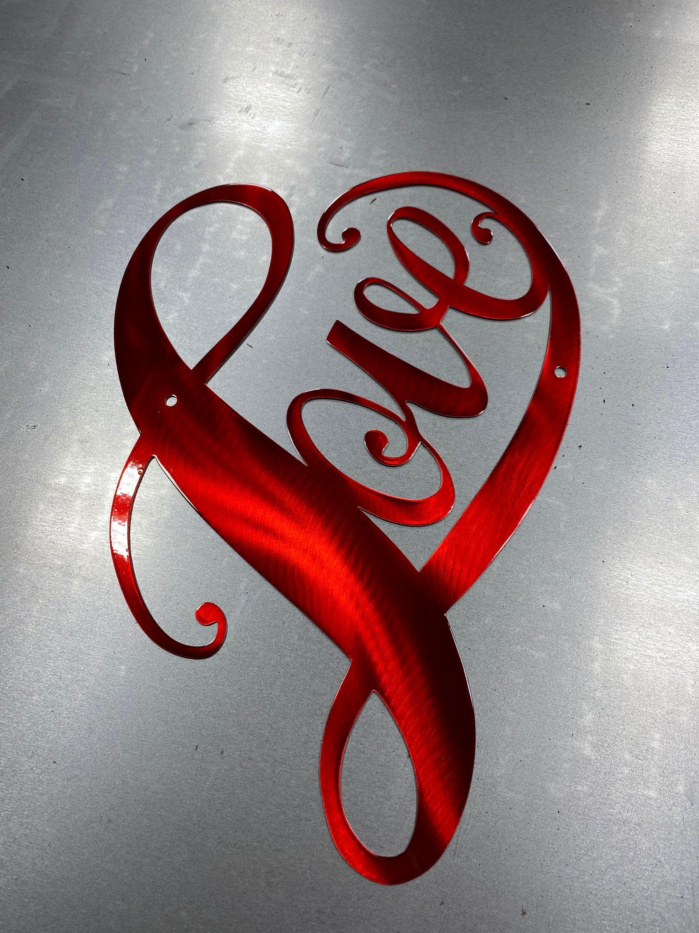 "Love" in Heart Metal Wall Art – Gift for Anniversary & Mother’s Day - RMMDecor