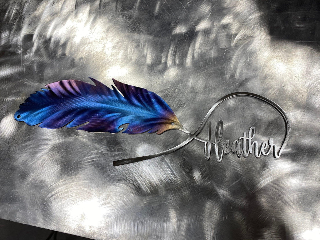 Personalized Metal Feather Wall Art – Custom Name & Western Decor - RMMDecor