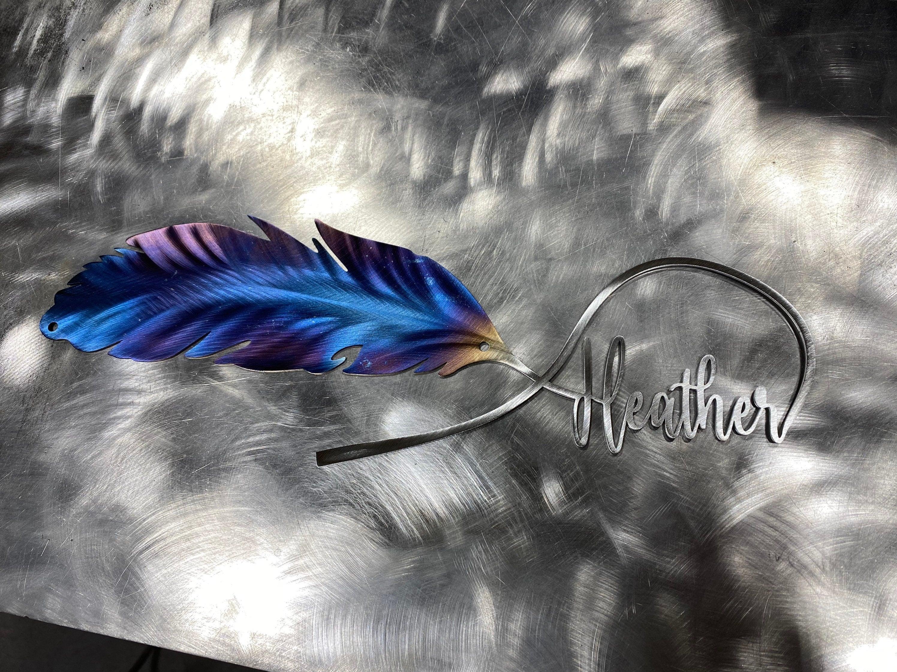 Personalized Metal Feather Wall Art – Custom Name & Western Decor - RMMDecor