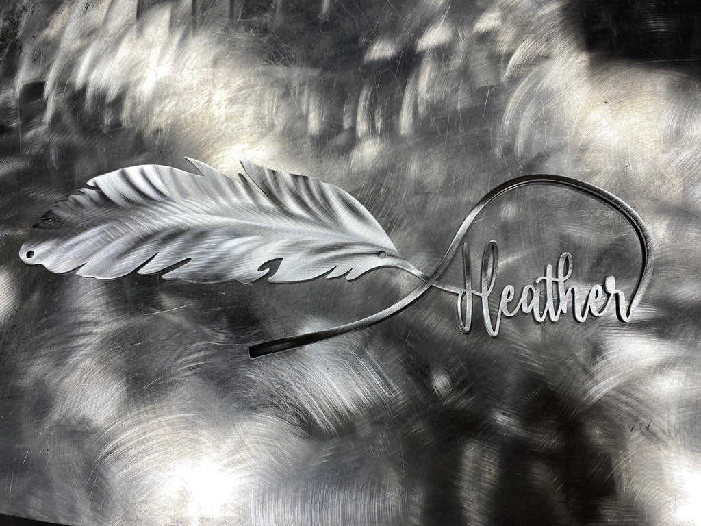 Personalized Metal Feather Wall Art – Custom Name & Western Decor - RMMDecor
