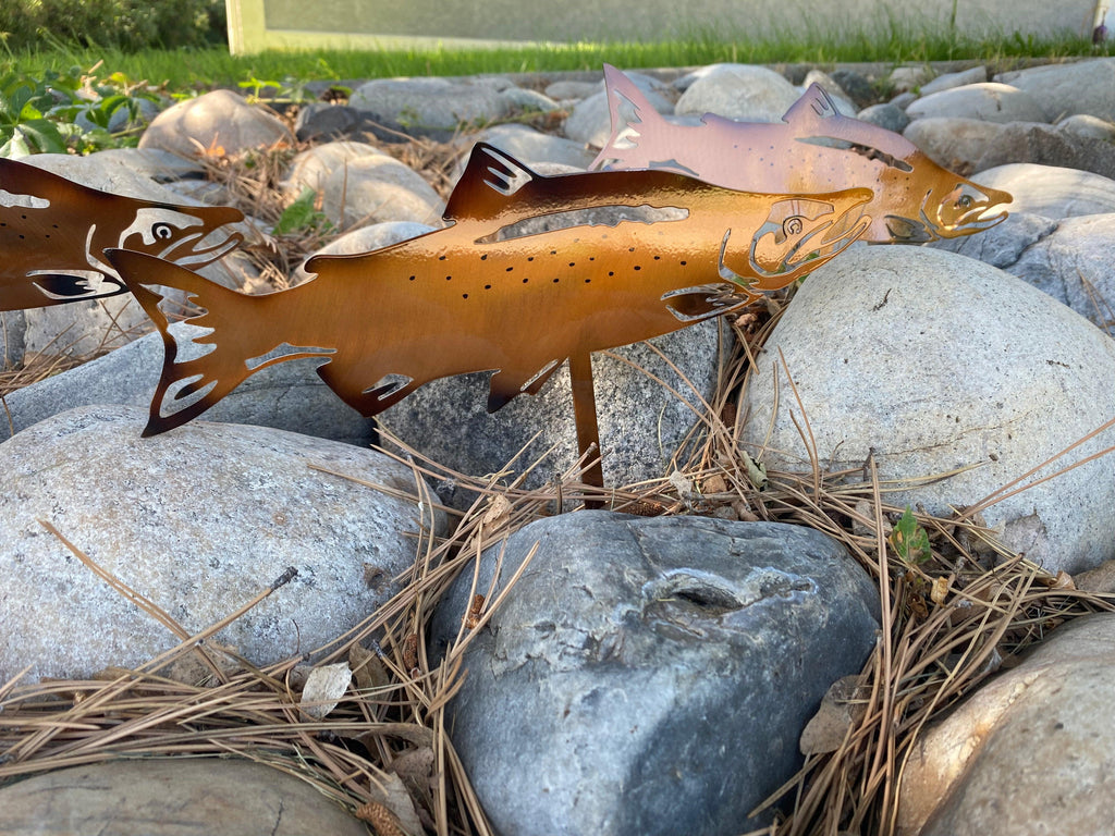 Set of 4 Salmon Yard Stakes - RMMDecor