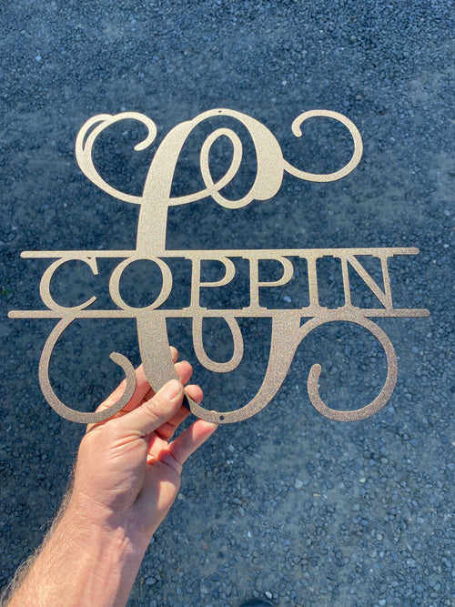 Vine Font Split Letter Name Sign – Personalized Metal Monogram - RMMDecor