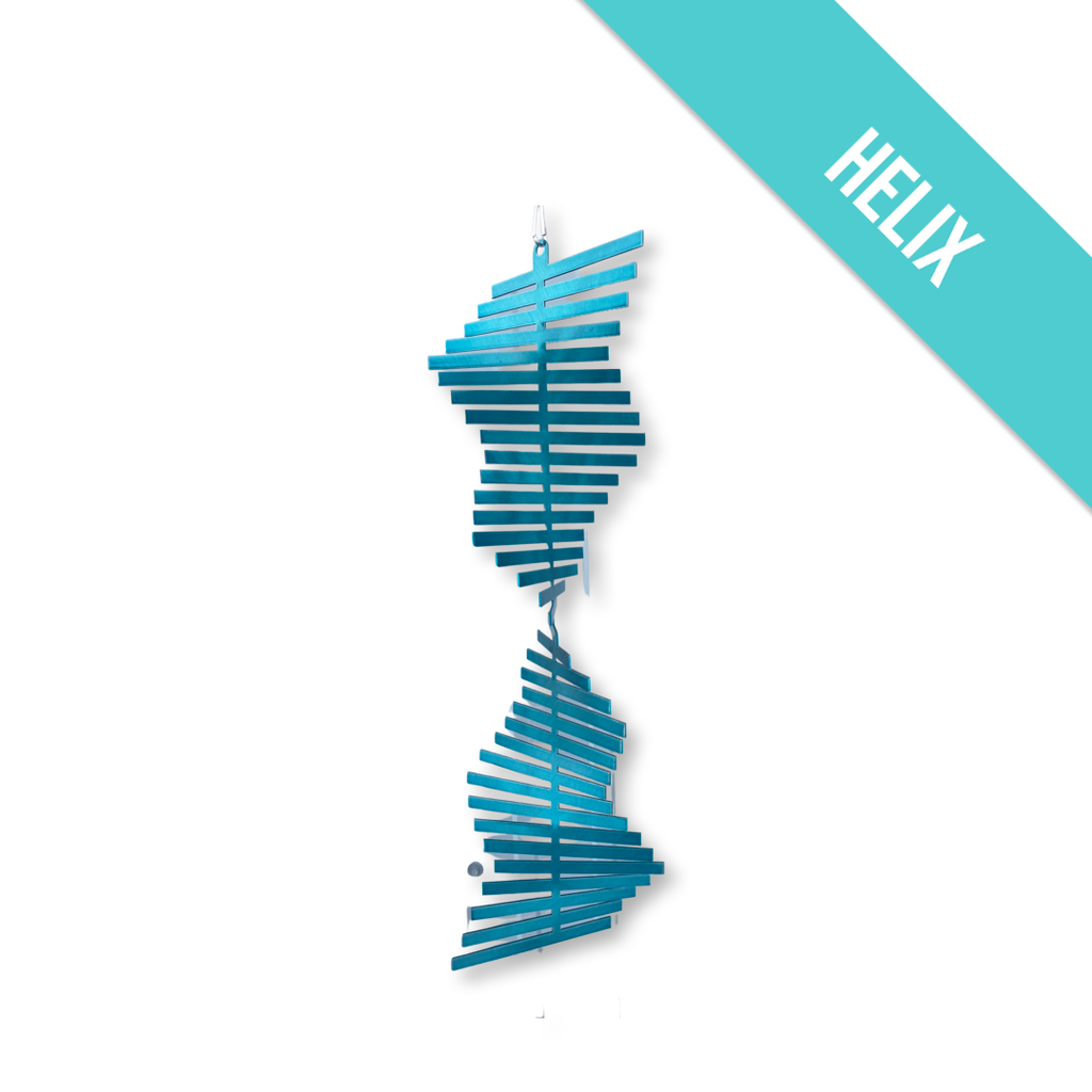 Teal Helical Metal Wind Spinner – Kinetic Garden & Patio Decor